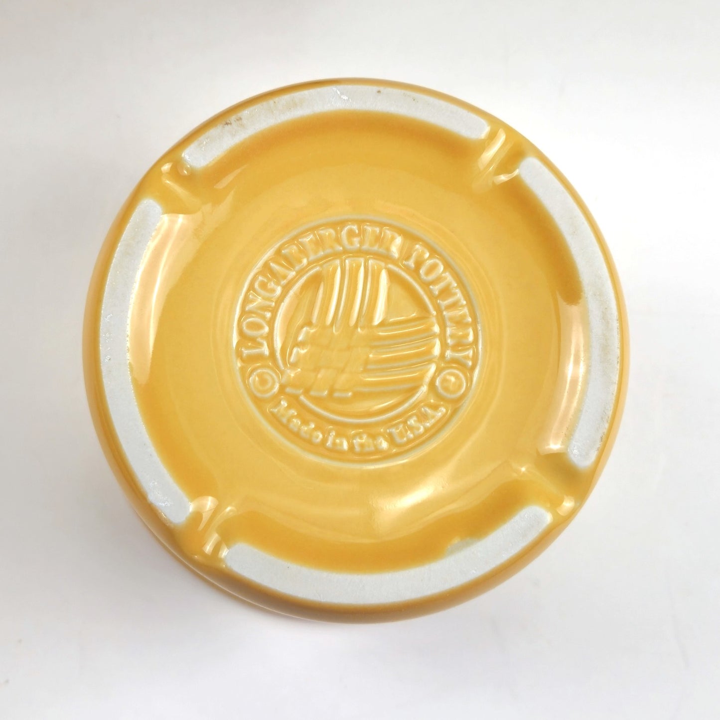 RETIRED LONGABERGER POTTERY:  1 PINT SALT CROCK & LID / COASTER  BUTTERNUT2