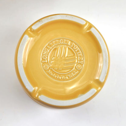 RETIRED LONGABERGER POTTERY:  1 PINT SALT CROCK & LID / COASTER  BUTTERNUT2