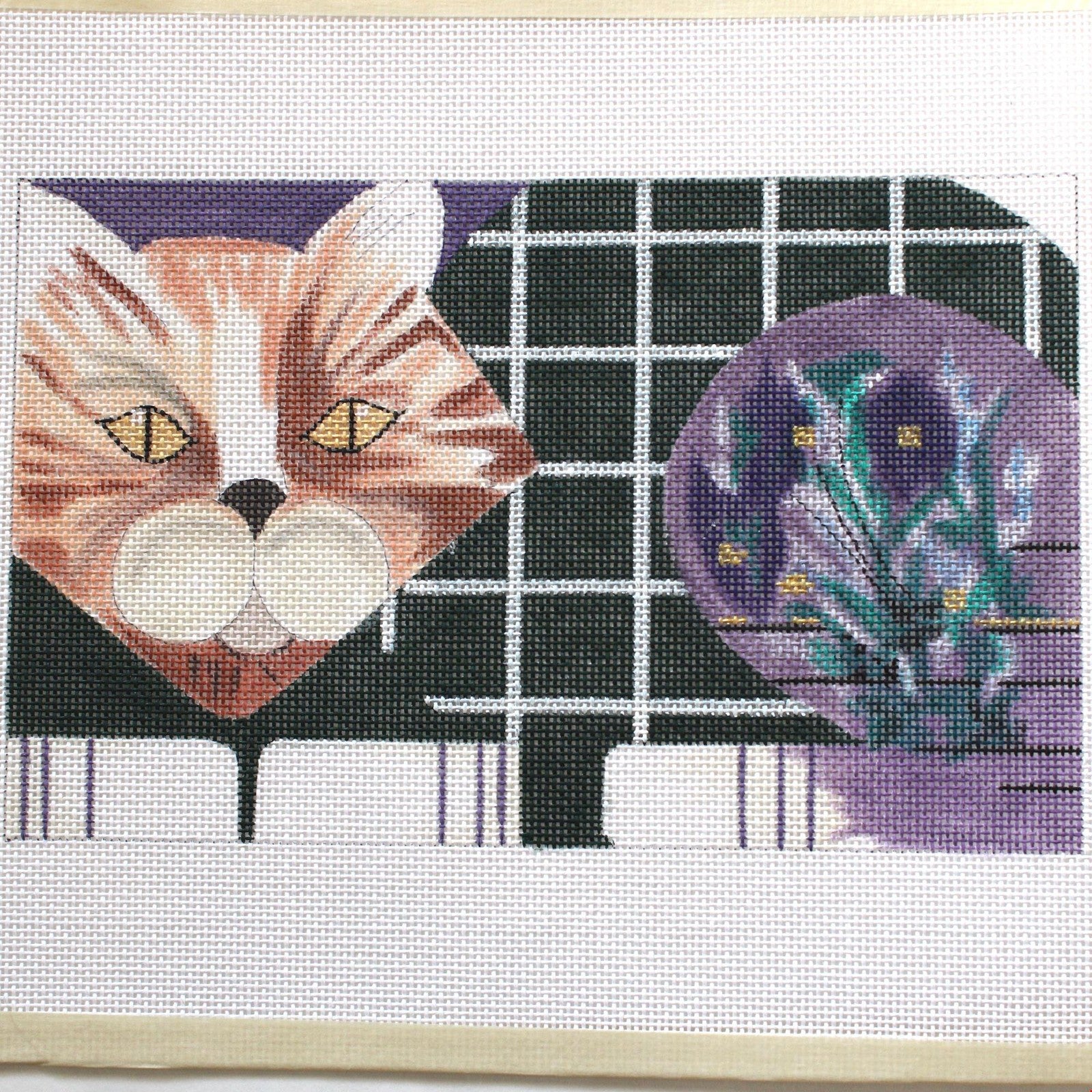 TS DESIGNS HP NEEDLEPOINT CANVAS: LOUNGING CAT   BM0