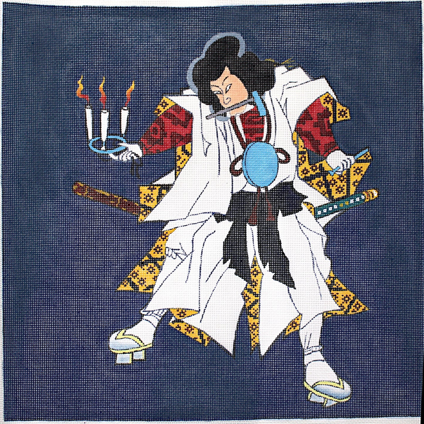 LARGE HP DESIGNS NEEDLEPOINT CANVAS:  ASIAN THEME JAPANESE SAMURAI   BM0