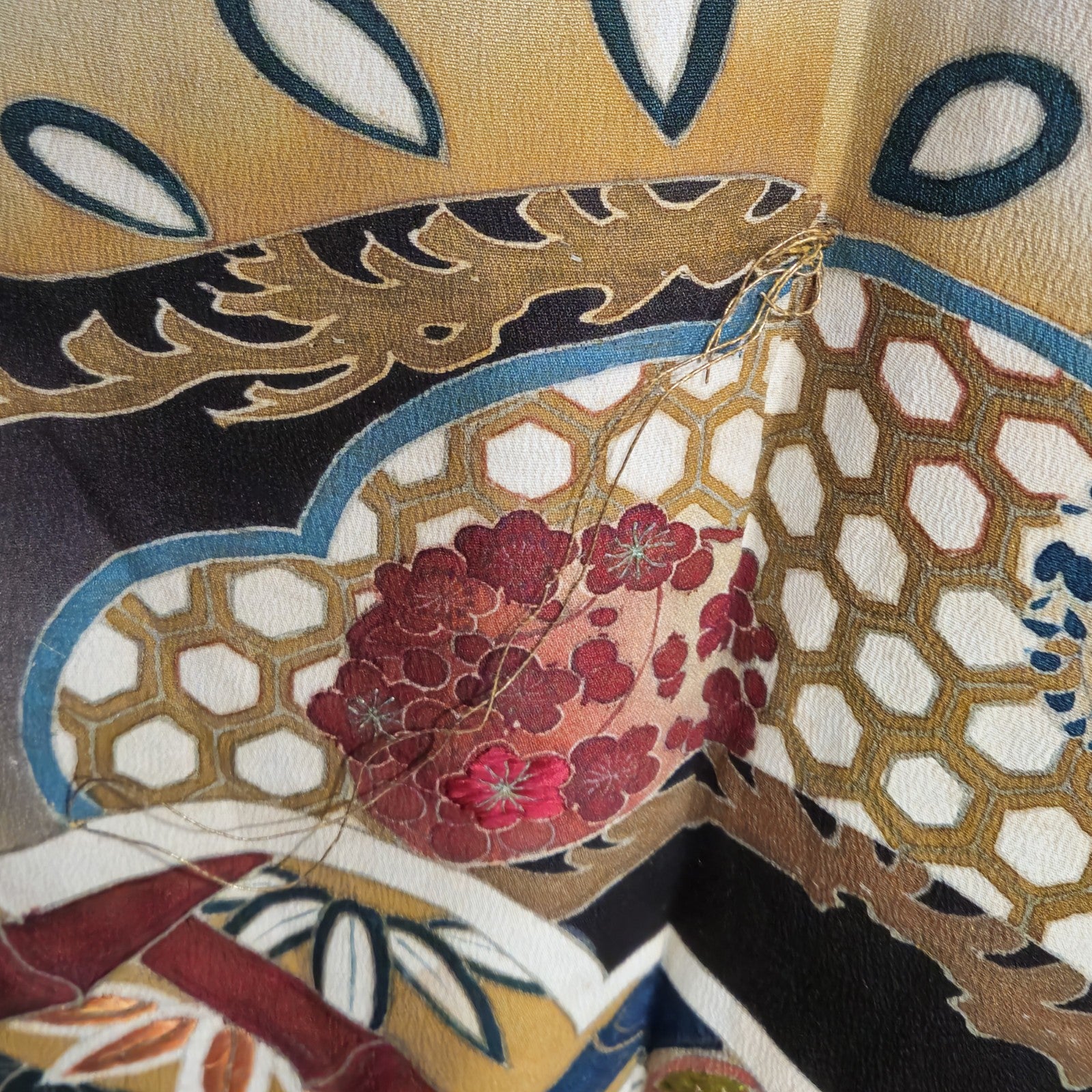 VINTAGE JAPANESE TOMESODE SILK FABRIC ROBE KIMONO3