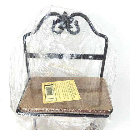 LONGABERGER WROUGHT IRON STACK RACK W/ WOOD SHELVES & 3 HOOKS    NIB2