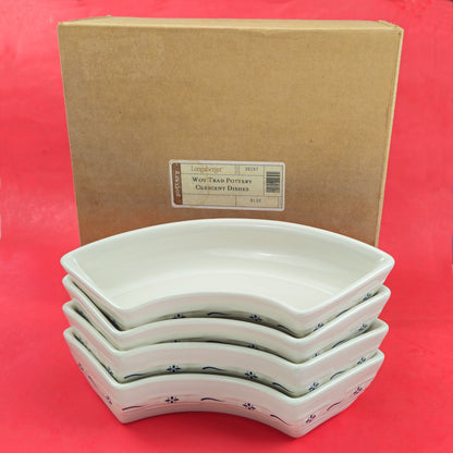 RETIRED LONGABERGER POTTERY:  WOVEN TRADITIONS CRESCENT SERVING DISHES  NIB0