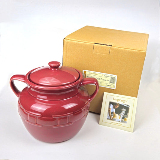 RETIRED LONGABERGER POTTERY:  WOVEN TRADITIONS COOKIE JAR  PAPRIKA NIB0