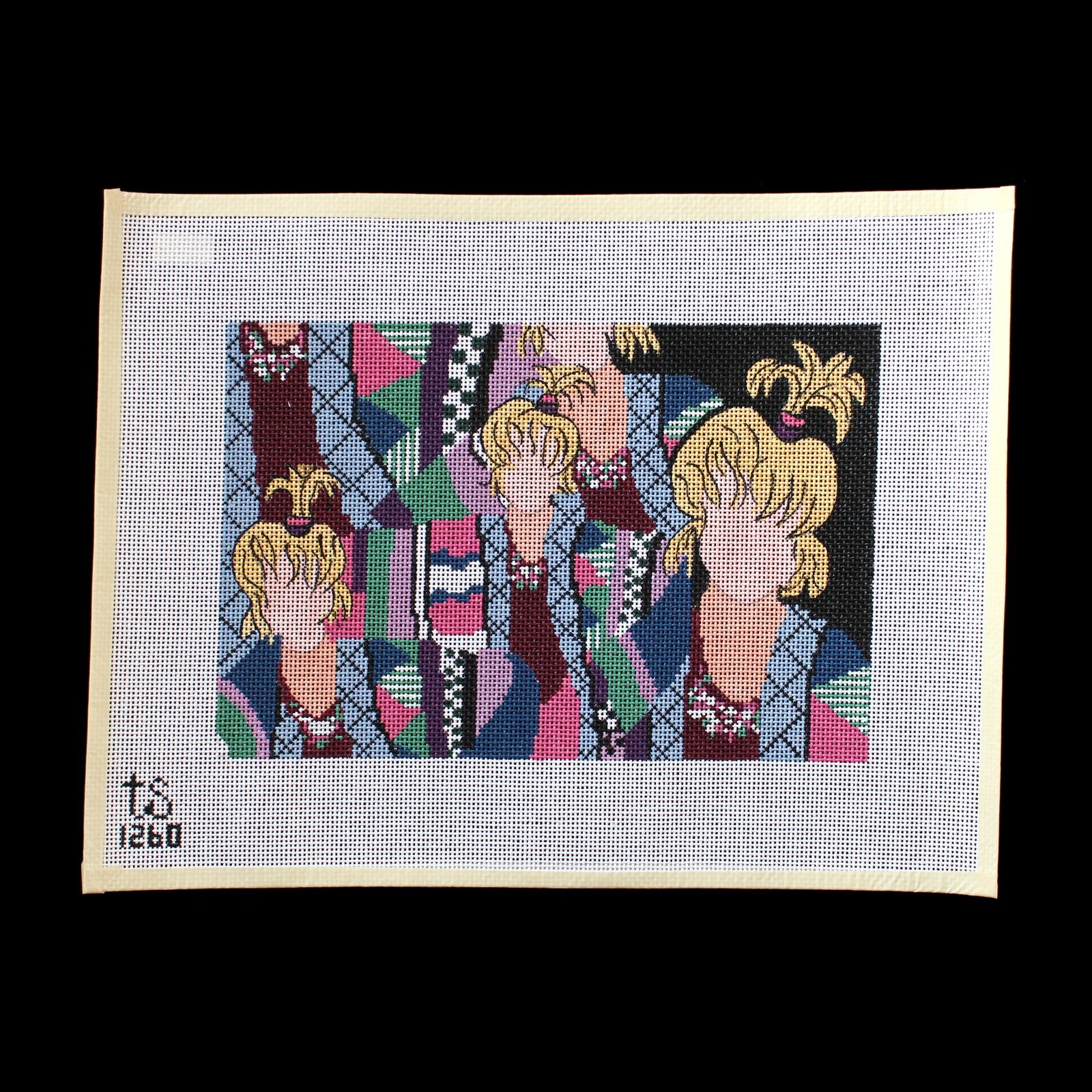 TS DESIGNS HAND PAINTED NEEDLEPOINT CANVAS: CROWD OF FACELESS WOMEN   BM1