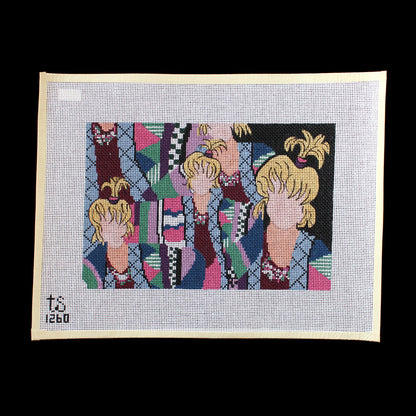 TS DESIGNS HAND PAINTED NEEDLEPOINT CANVAS: CROWD OF FACELESS WOMEN   BM1