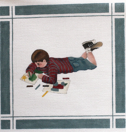 REBECCA HAND PAINTED NEEDLEPOINT CANVAS: BOY COLORING    BM0