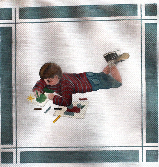 REBECCA HAND PAINTED NEEDLEPOINT CANVAS: BOY COLORING    BM0