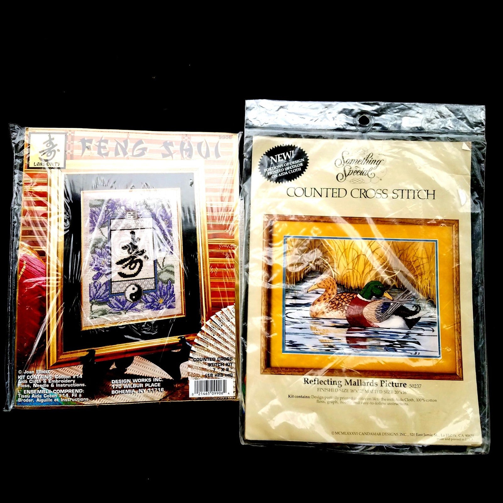 6 COUNTED CROSS STITCH KIT LOT:  FLOWER, BABY, FAMILY, LONGEVITY, DUCK THEME  BM1