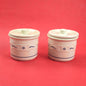 2 RETIRED LONGABERGER POTTERY:  1 PINT CROCKS WITH LIDS WOVEN TRADITIONS BLUE0
