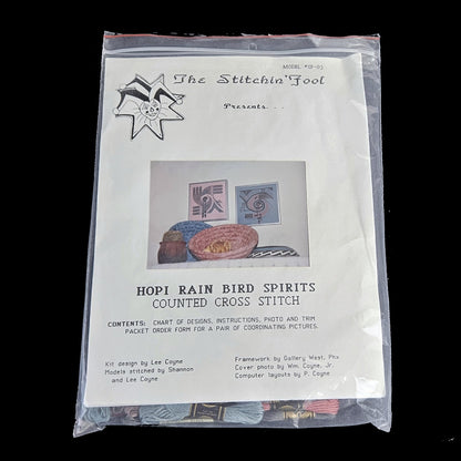 OOAK STITCHIN' FOOT CROSS STITCH KITS:  HOPI RAIN BIRD SPIRITS SOUTHWEST    BM1