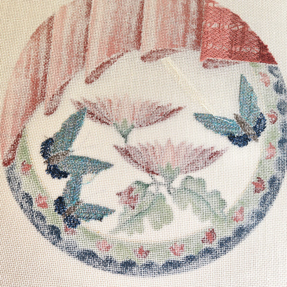 TERISU AUSTIN HP NEEDLEPOINT CANVAS: BUTTERFLY SPRING SEAT CUSHION F005 BM1