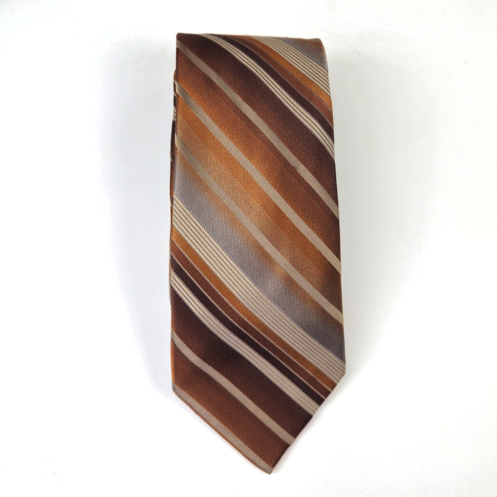 PREOWNED JOSEPH ABBOUD MEN'S SILK TIE NECKTIE:  BROWN STRIPED OMBRE0
