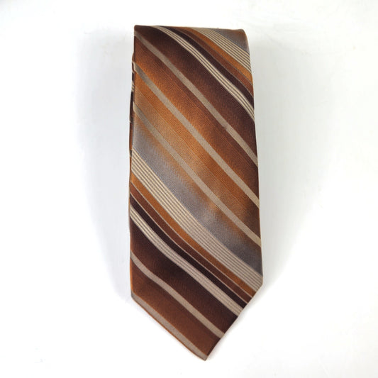 PREOWNED JOSEPH ABBOUD MEN'S SILK TIE NECKTIE:  BROWN STRIPED OMBRE0