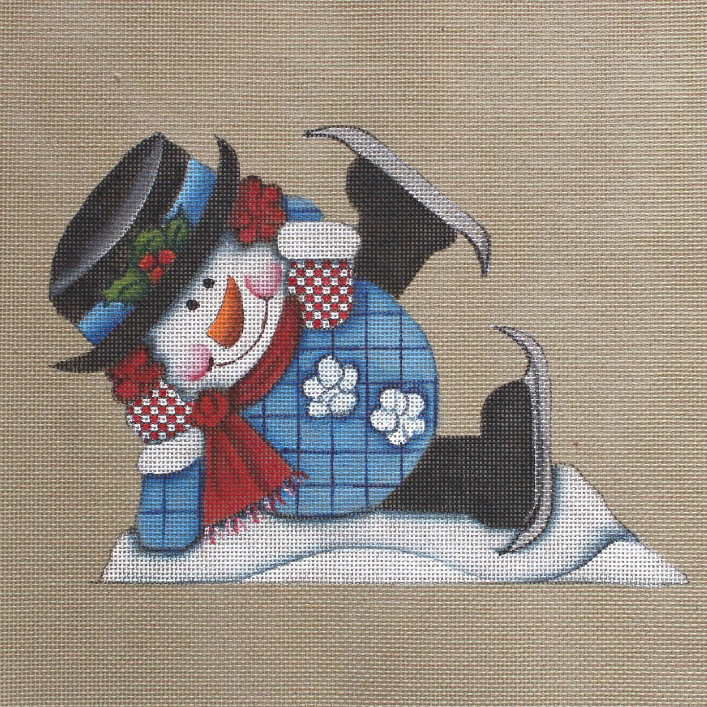 ADORABLE CASTLE CREATIONS NEEDLEPOINT CANVAS: SNOWMAN ICE SKATER   BM0