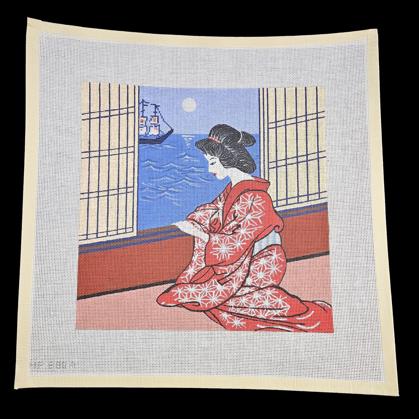 HP DESIGNS HAND PAINTED NEEDLEPOINT CANVAS:  ASIAN ORIENTAL THEME GEISHA  BM1