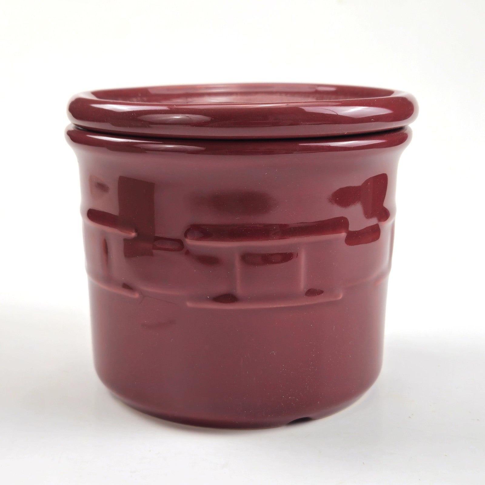 RETIRED LONGABERGER POTTERY:  1 PINT SALT CROCK & LID / COASTER  PAPRIKA1