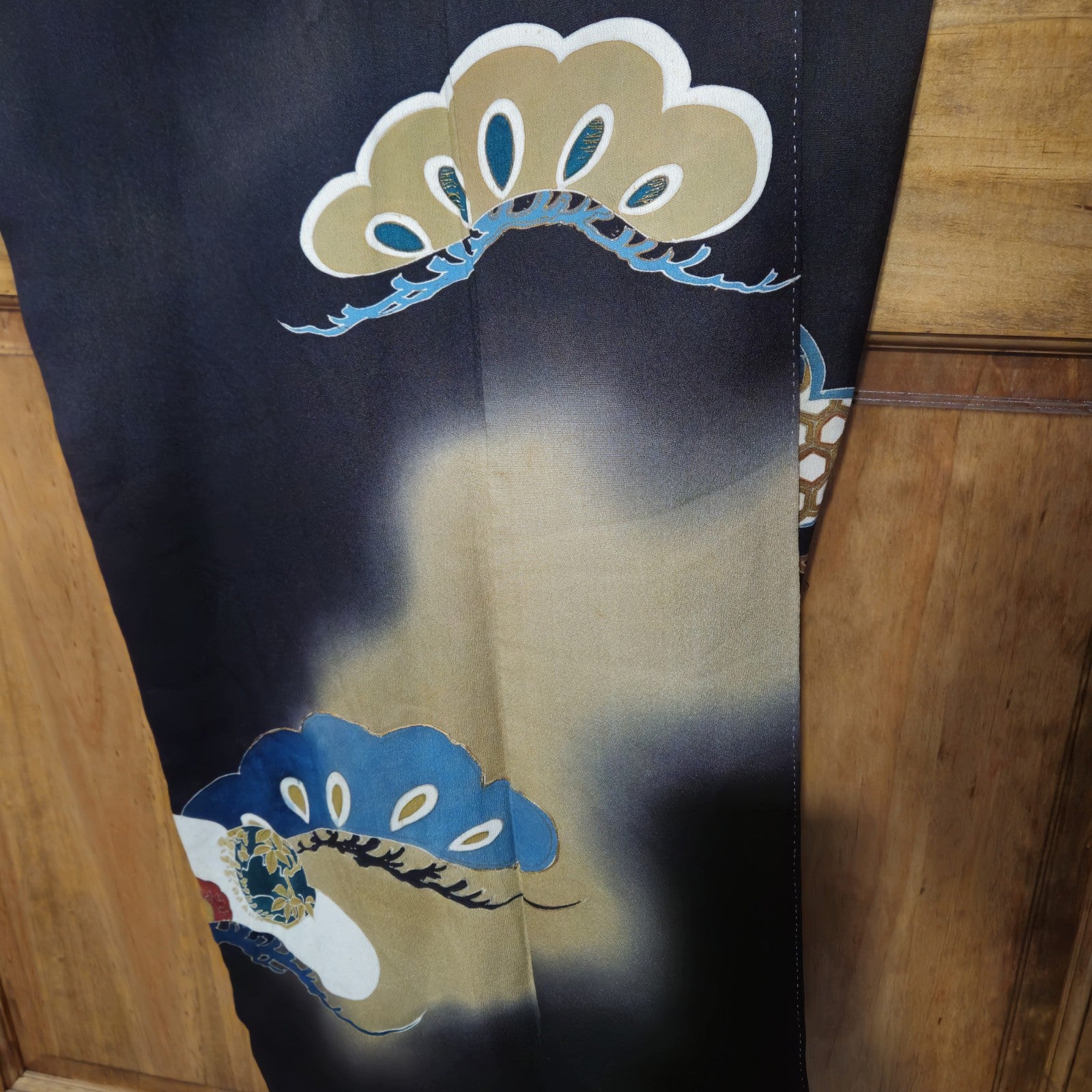 VINTAGE JAPANESE TOMESODE SILK FABRIC ROBE KIMONO6