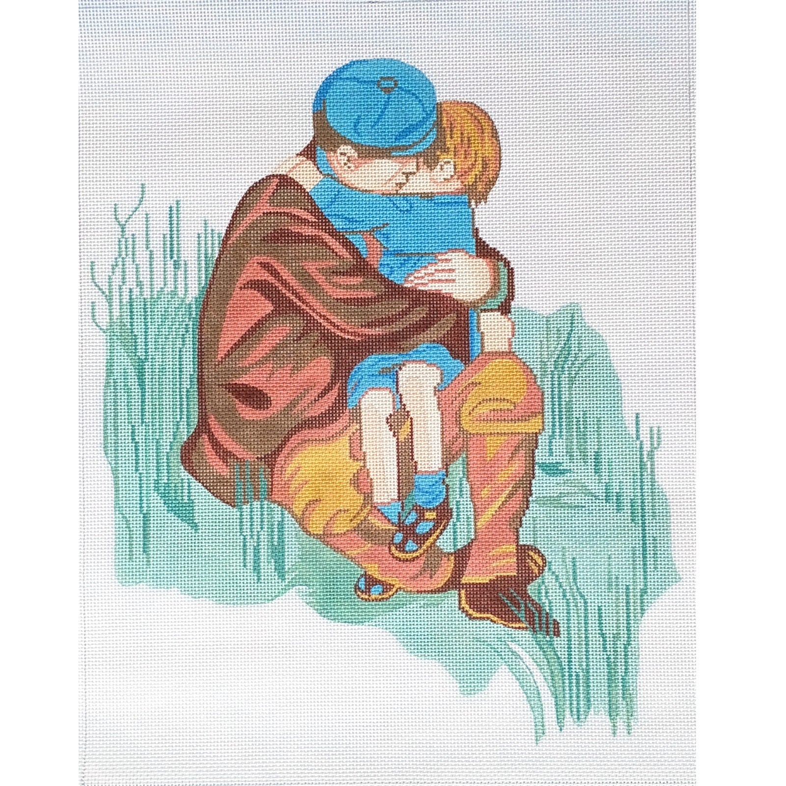 HEARTWARMING 13 CT NEEDLEPOINT CANVAS:  FATHER SON EMBRACE     BM0