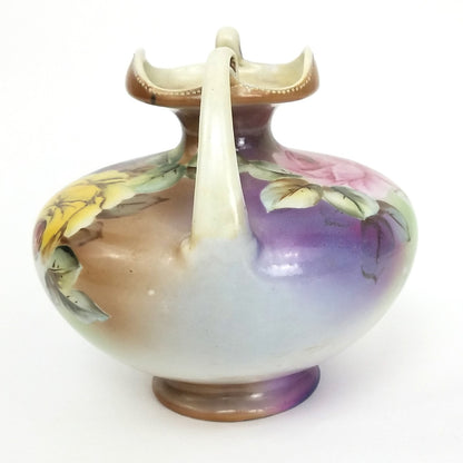 GERMAN AUSTRIA ROSE PAINTED VASE      FM1