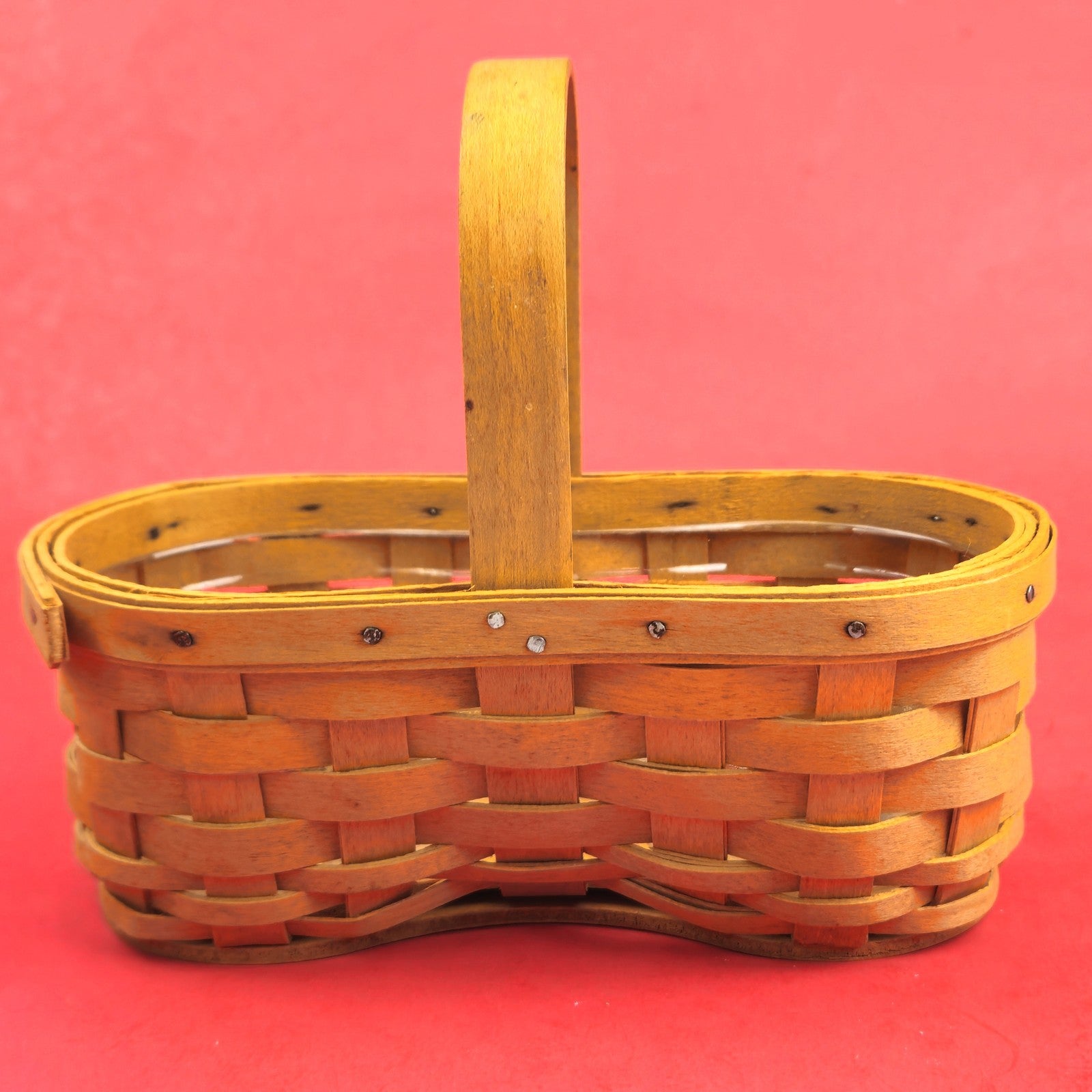 LONGABERGER SMALL BBQ BUDDY BASKET WITH 2 NIB CONDIMENT CROCKS3