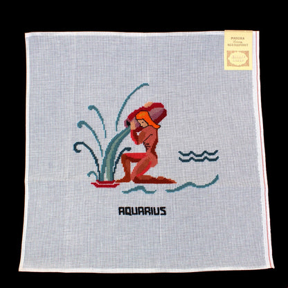 MADEIRA LUXURY PREWORKED NEEDLEPOINT CANVAS:  ASTROLOGY ZODIAC SIGN AQUARIUS  BM1