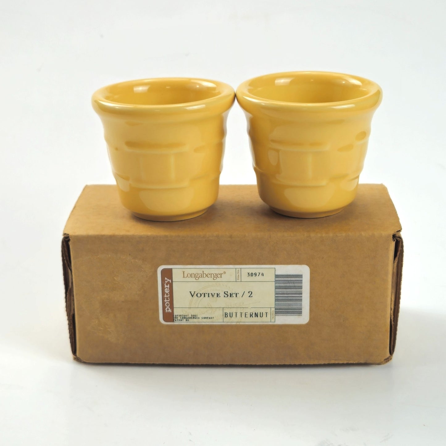 RETIRED LONGABERGER POTTERY:  BUTTERNUT 2 PK VOTIVE CANDLE HOLDERS0