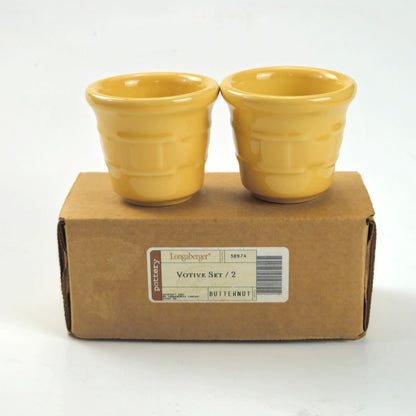 RETIRED LONGABERGER POTTERY:  BUTTERNUT 2 PK VOTIVE CANDLE HOLDERS0