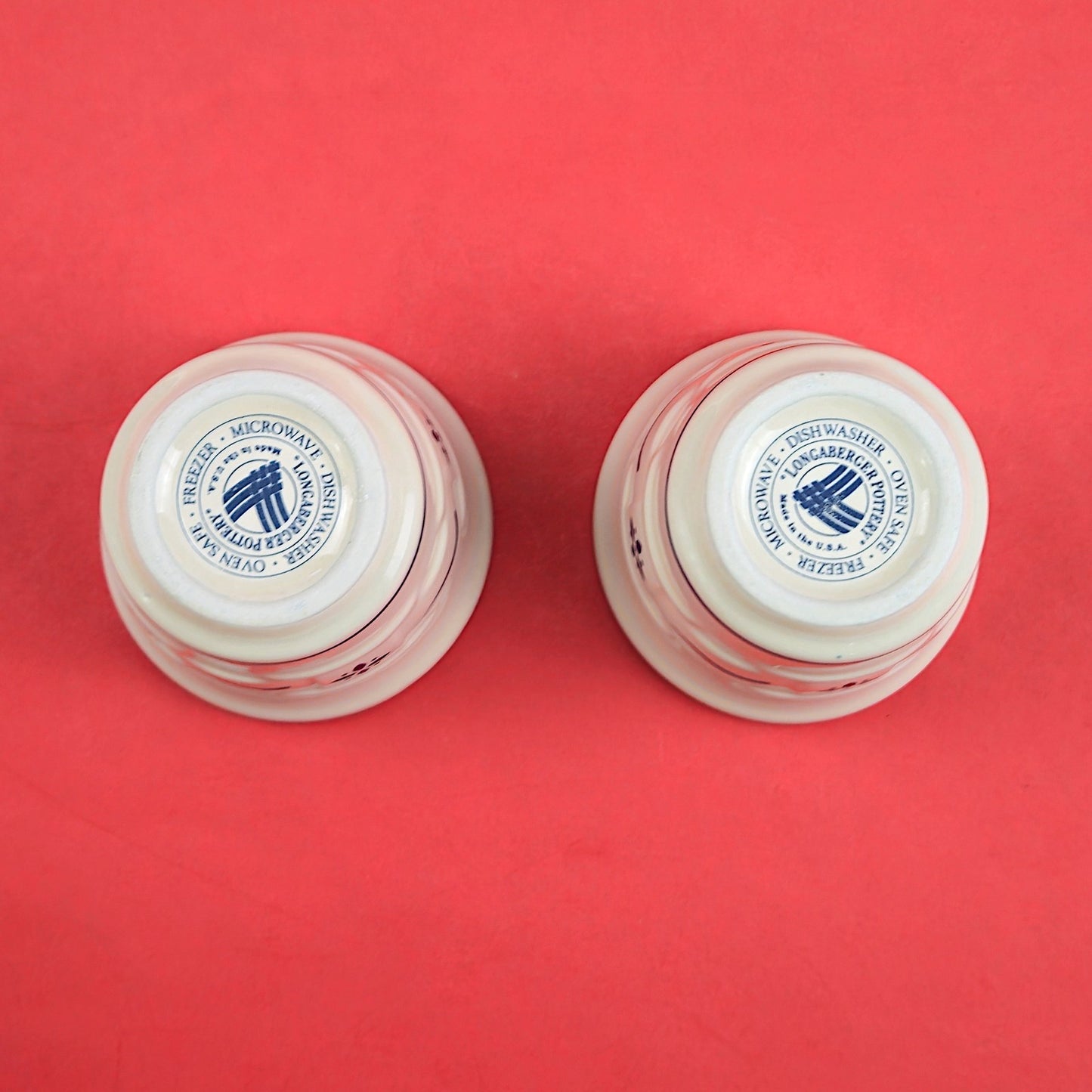 LONGABERGER POTTERY:  WOVEN TRADITIONS 2 PK VOTIVE CANDLE HOLDERS BLUE2