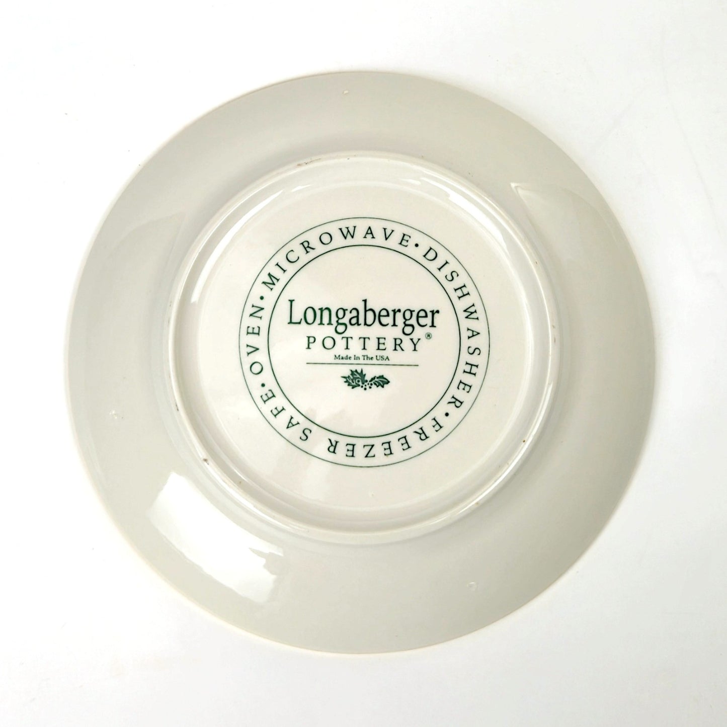 RETIRED LONGABERGER POTTERY:  CHRISTMAS AMERICAN HOLLY LUNCH PLATE  NIB2