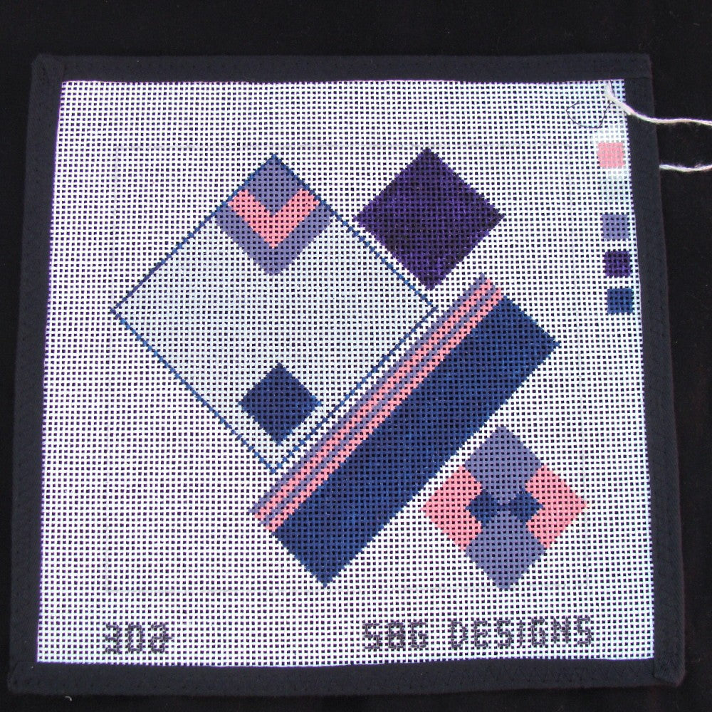 2 NEEDLEPOINT CANVAS LOT:  ABSTRACT DESIGN, MOBILE CELL PHONE CASE     BM4