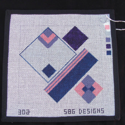 2 NEEDLEPOINT CANVAS LOT:  ABSTRACT DESIGN, MOBILE CELL PHONE CASE     BM4
