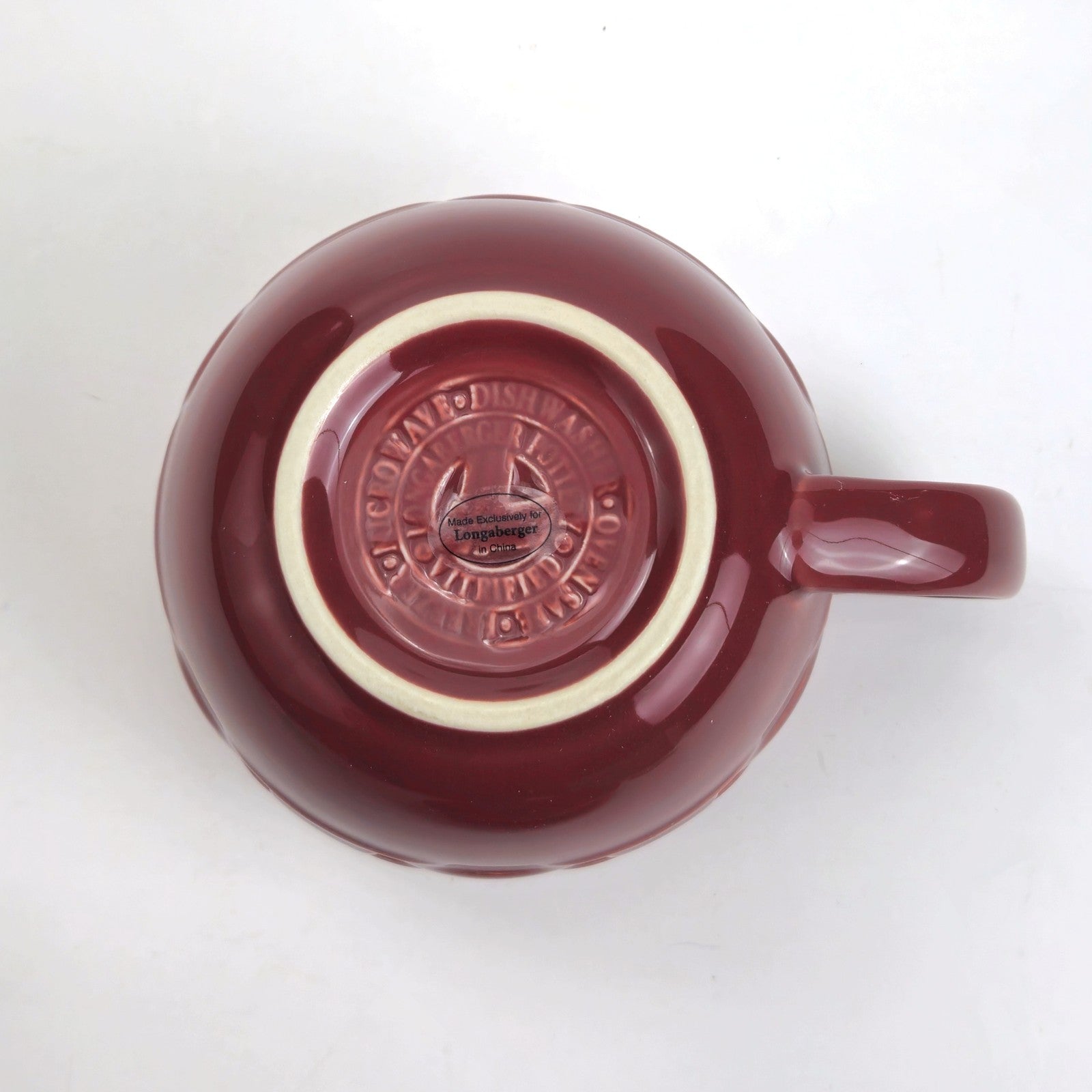 RETIRED LONGABERGER POTTERY:  WT CAPPUCCINO CUP & SAUCER PAPRIKA NIB3