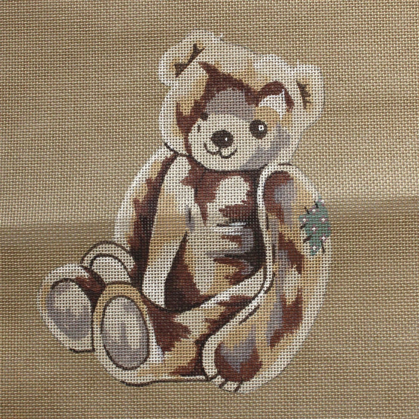 HAND PAINTED NEEDLEPOINT CANVAS:  ADORABLE TEDDY BEAR   BM0