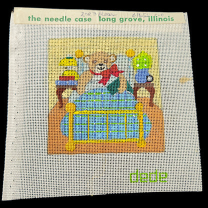 2 VINTAGE OOAK DEDE HP NEEDLEPOINT CANVAS LOT:  BEAR THEME CHILD'S ROOM    BM1