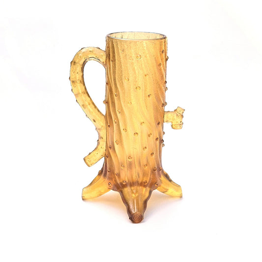 VINTAGE L.G. WRIGHT NORTHWOOD AMBER MAPLE TREE TOWN PUMP GLASS CREAMER    DJ0