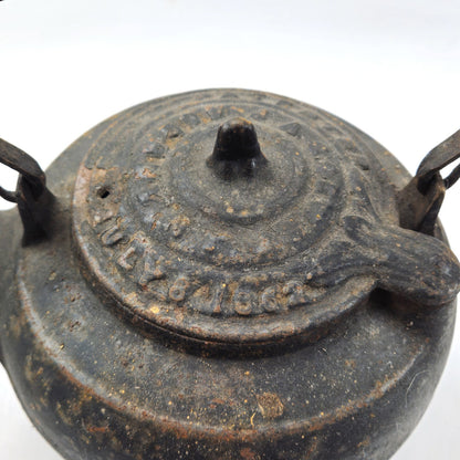 VINTAGE CAST IRON TEAPOT TEA KETTLE MARKED PATENTED JULY 8, 18624