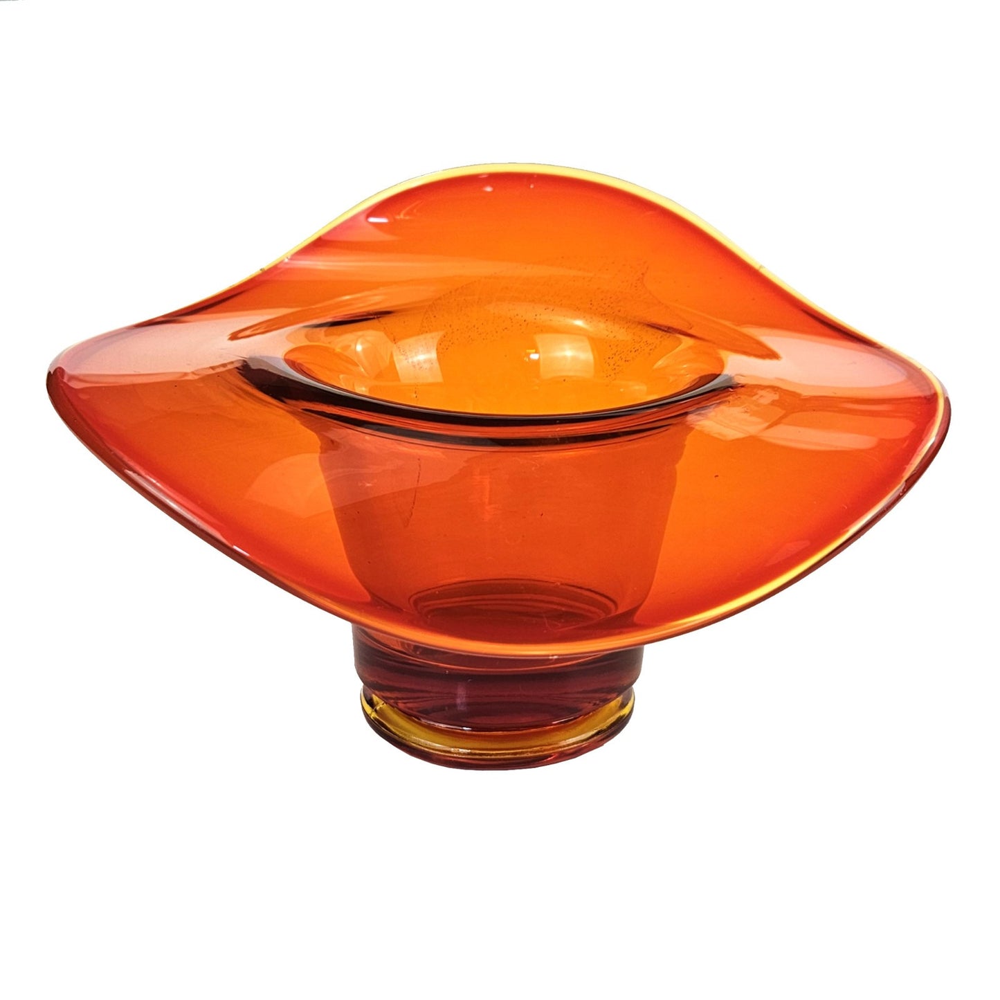 1960s L.E. SMITH PANSY VASE:  AMBERINA ART GLASS0