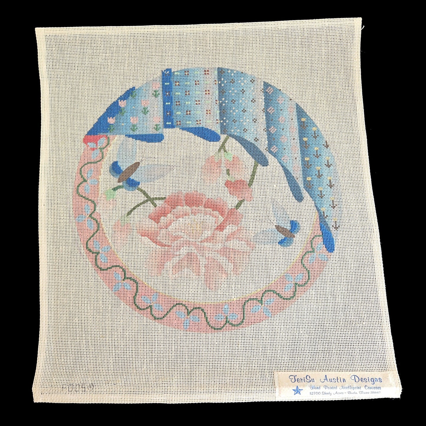 TERISU AUSTIN DESIGNS HP NEEDLEPOINT CANVAS:  BUTTERFLY SPRING SEAT CUSHION  BM1
