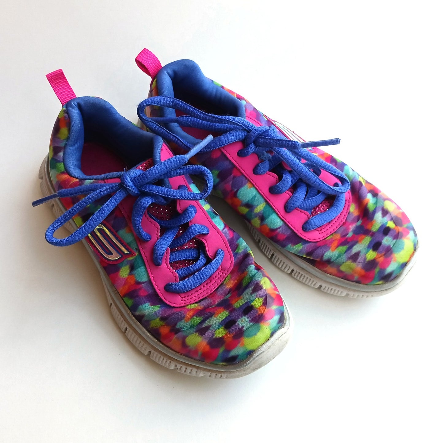PRE-OWNED SKETCHERS CHILD SHOE:  PSYCHEDELIC RAINBOW COLORS SIZE 11    BM0
