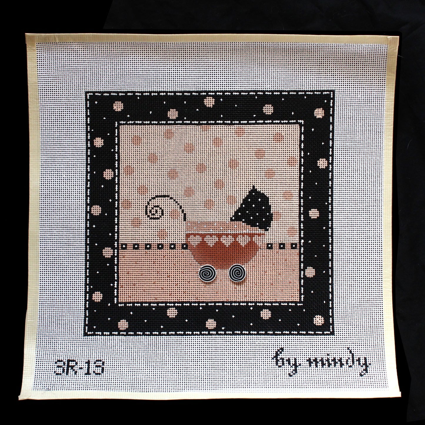MINDY HAND PAINTED NEEDLEPOINT CANVAS:  BABY CARRIAGE   BM1