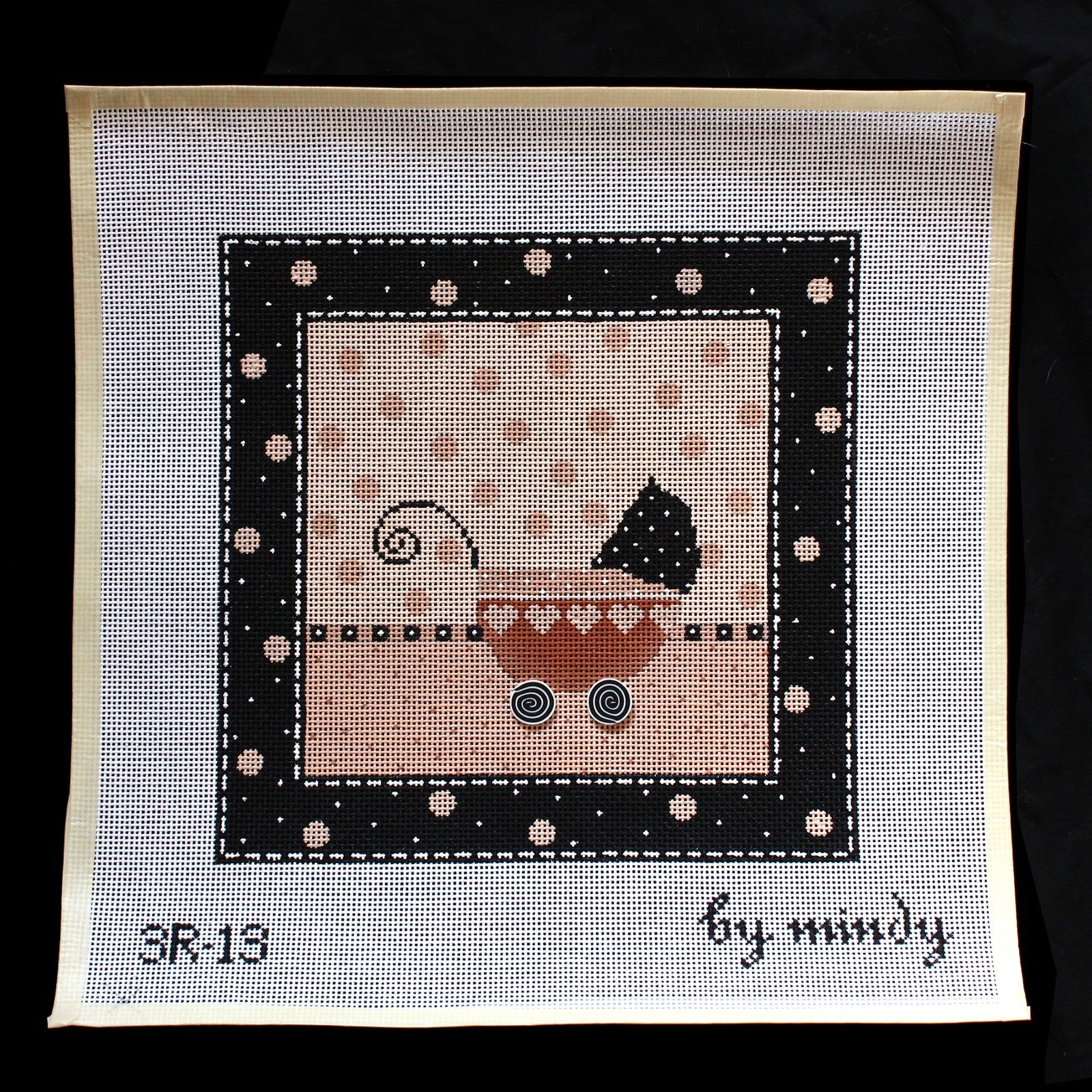 MINDY HAND PAINTED NEEDLEPOINT CANVAS:  BABY CARRIAGE   BM1