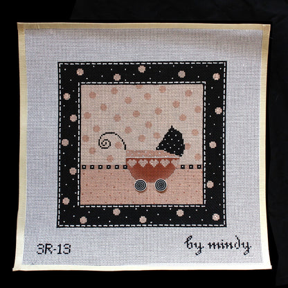 MINDY HAND PAINTED NEEDLEPOINT CANVAS:  BABY CARRIAGE   BM1
