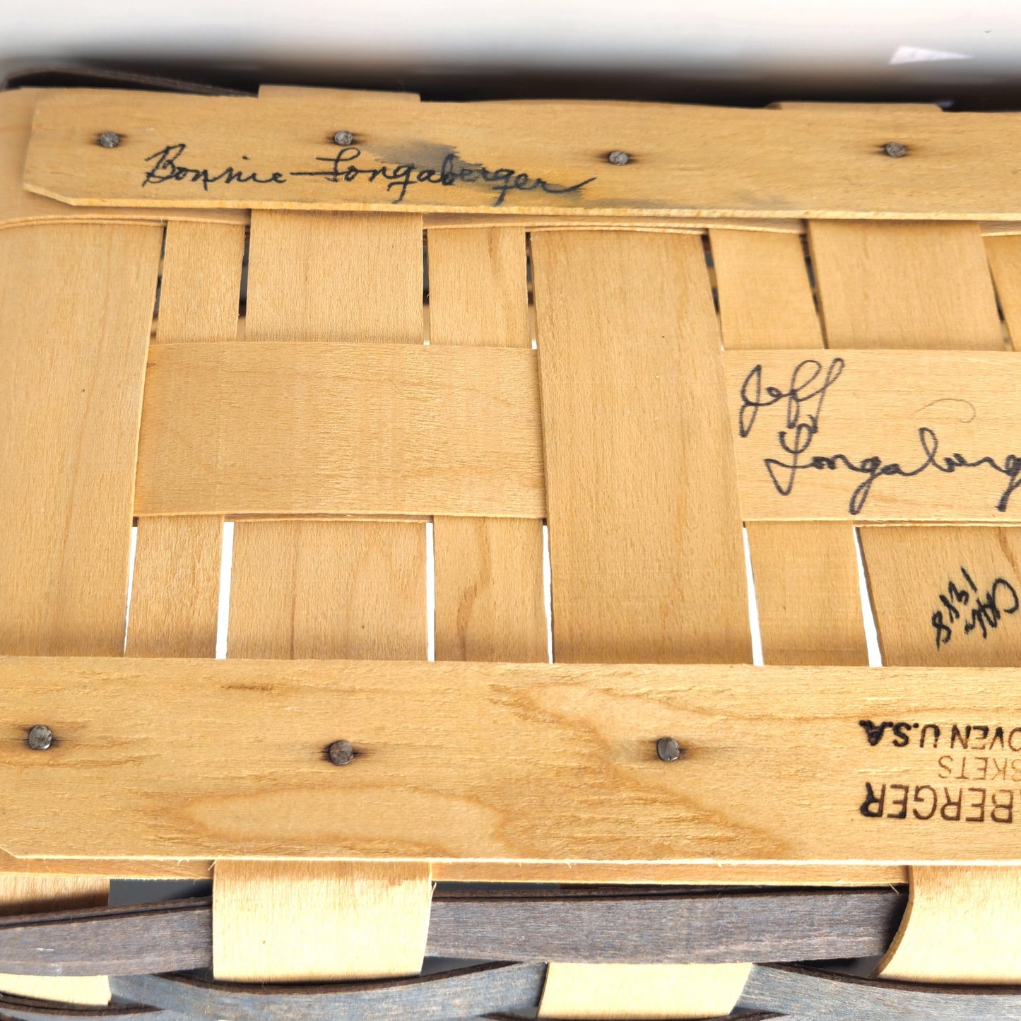 1988 LONGABERGER BASKET:  BLUE WEAVE GRANDMA BONNIE FAMILY SIGNED9