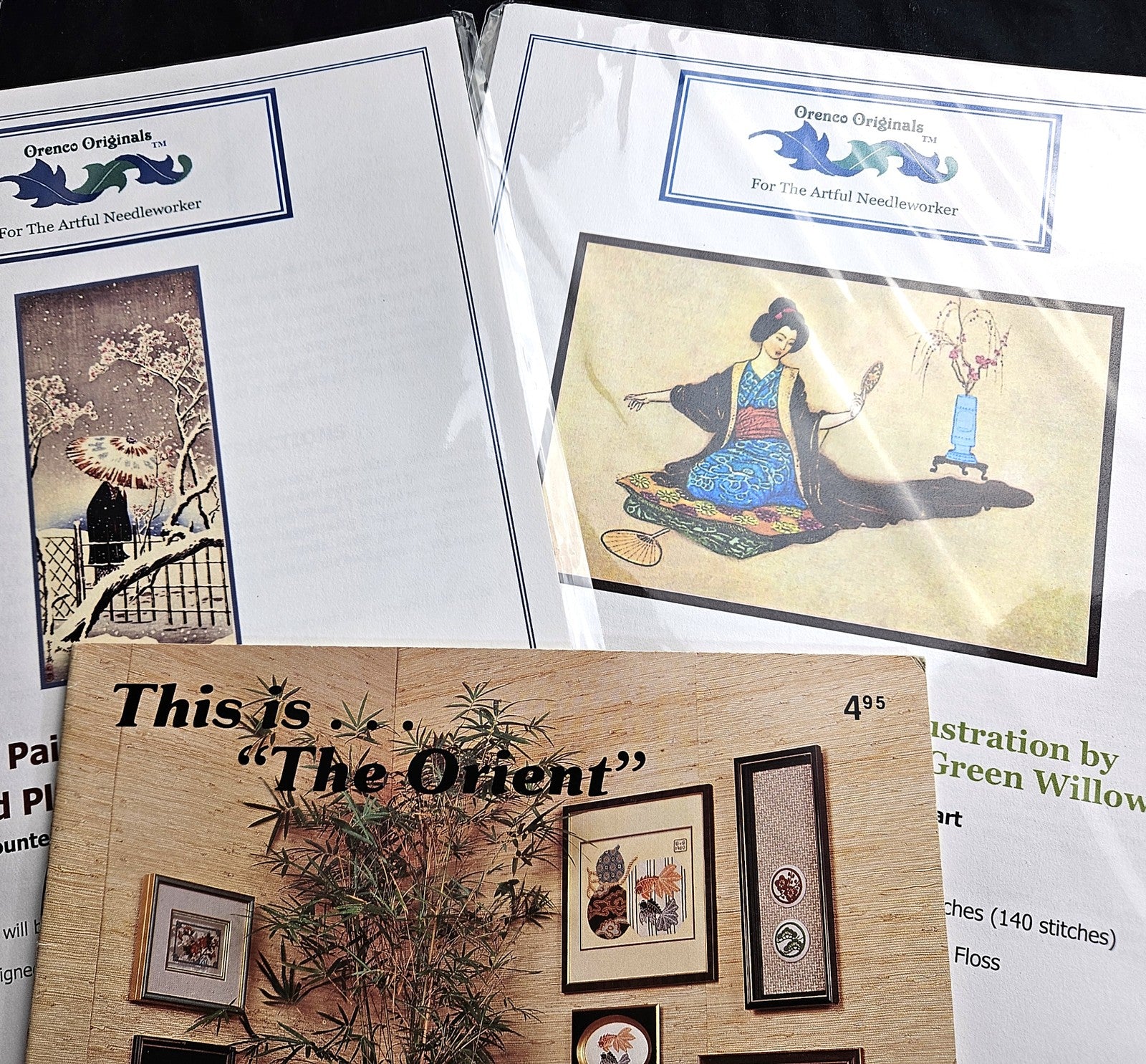 2 ORENCO ORIGINALS & 1 ANNIE DESIGNS CROSS STITCH:  ASIAN ORIENTAL THEME    BM2
