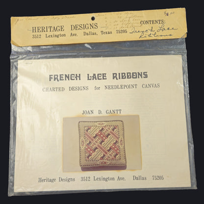 HERITAGE DESIGNS JOAN GANTT SG & NEEDLEPOINT CANVAS:  FRENCH LACE RIBBONS    BM1