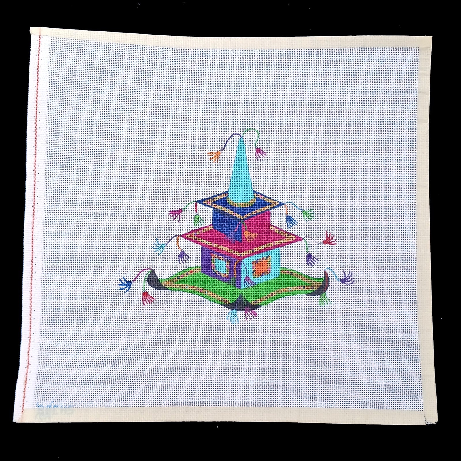 BEAU GESTE HAND PAINTED NEEDLEPOINT CANVAS:  WHIMSICAL HEADWEAR     BM1