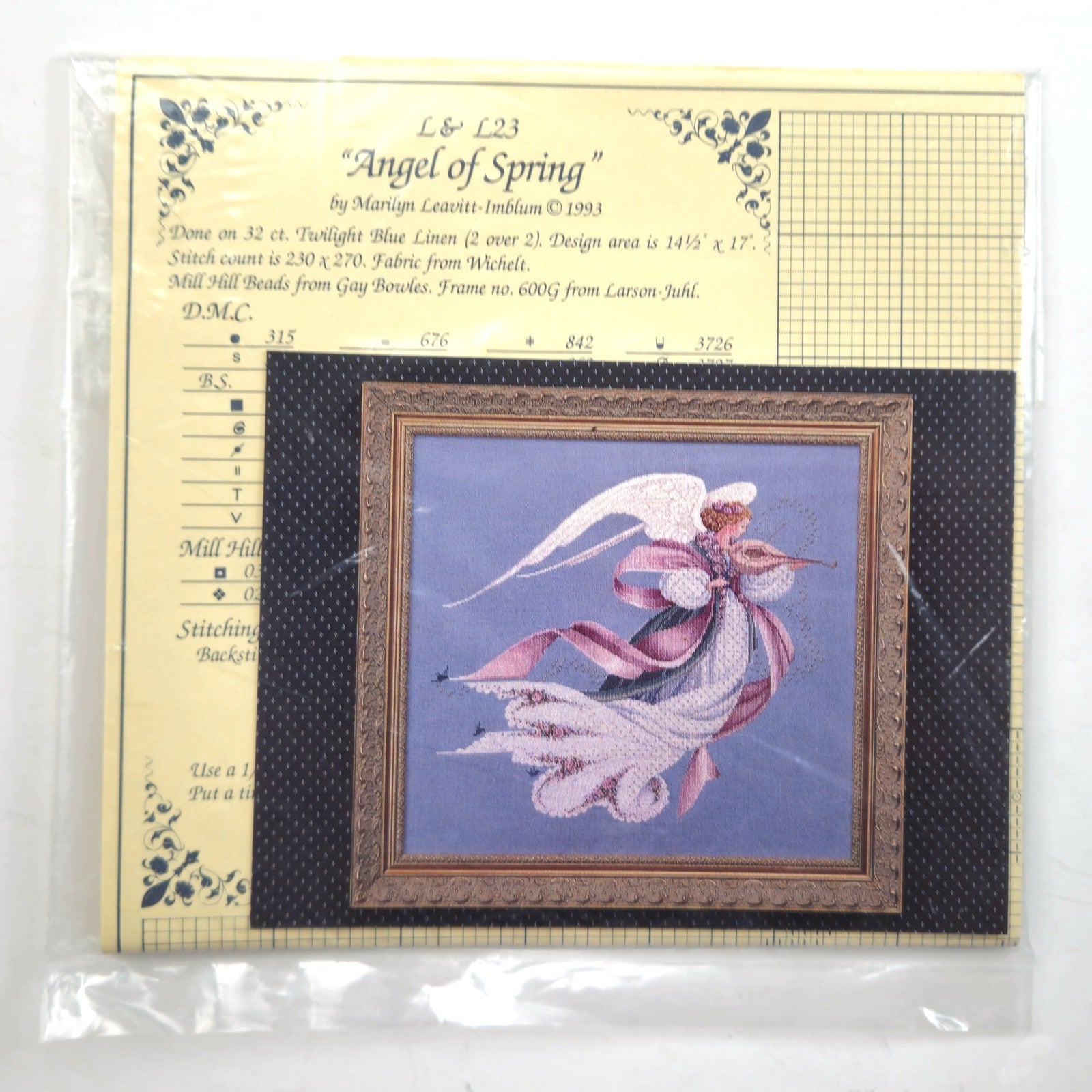 LAVENDER & LACE VICTORIAN CROSS STITCH CHART:  ANGEL OF SPRING   LF1