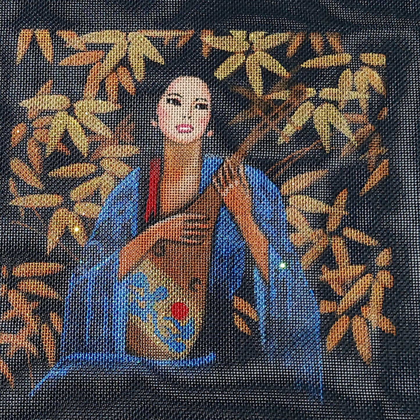 BEAUTIFUL NEEDLEPOINT CANVAS:  ASIAN ORIENTAL THEME GEISHA     BM0