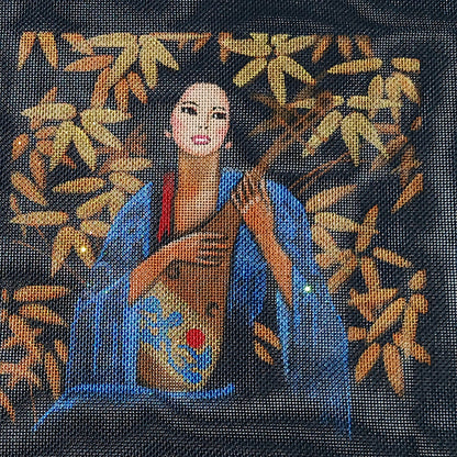 BEAUTIFUL NEEDLEPOINT CANVAS:  ASIAN ORIENTAL THEME GEISHA     BM0
